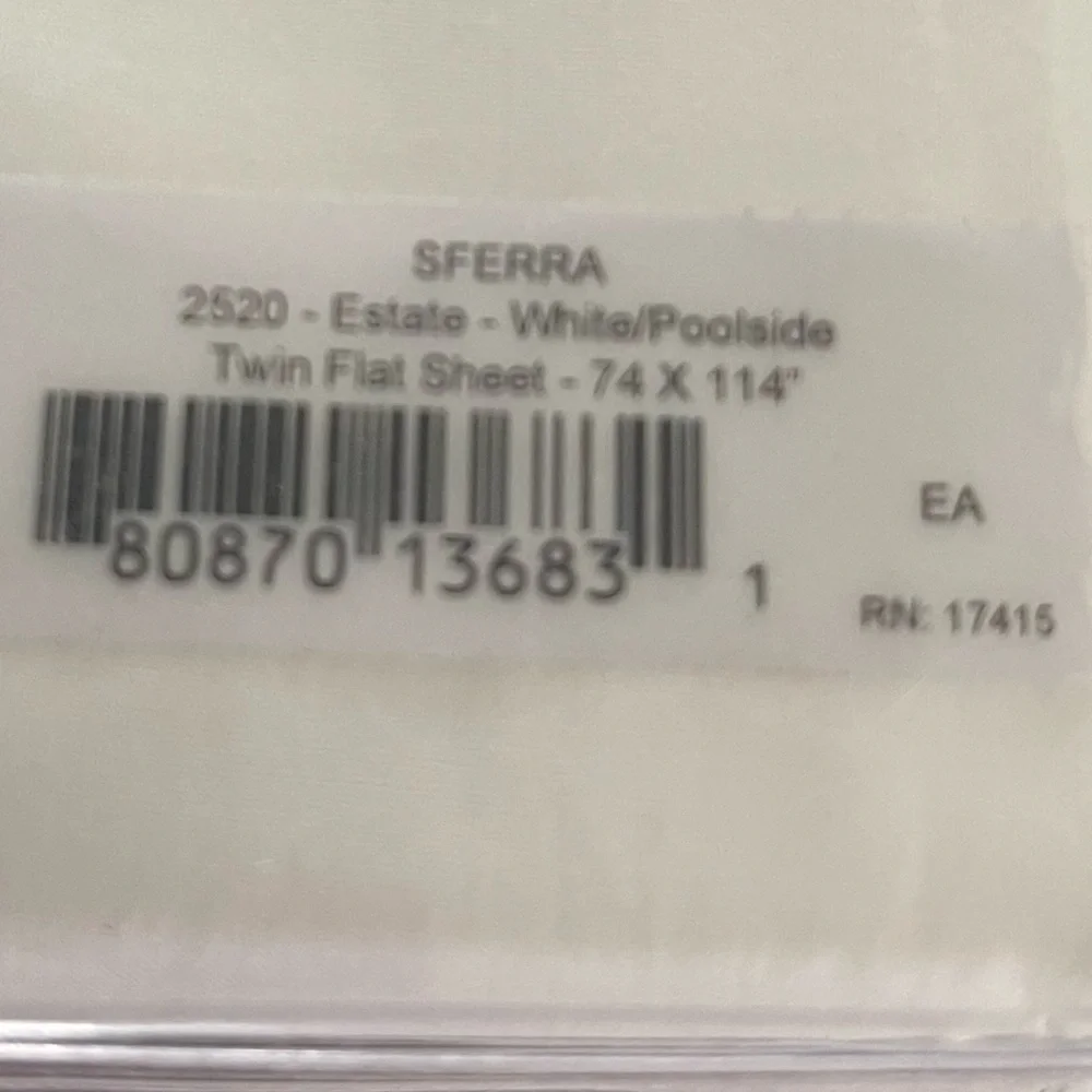 SFERRA Estate White/Poolside Twin Flat Sheet with Blue Trim New In Package